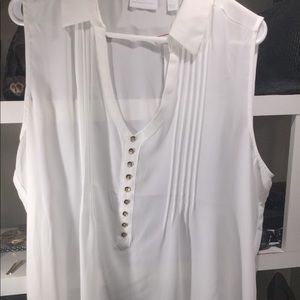 White Tank with Collar Gold Buttons